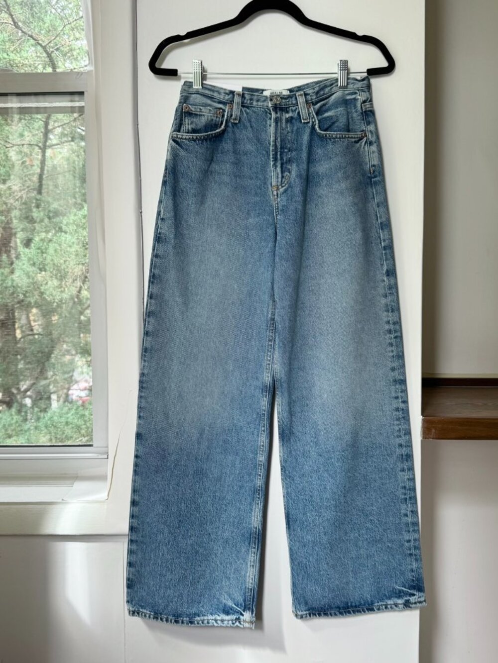 NWT AGOLDE Keira Low-Rise Wide-Leg Jeans Downtown Blue 23